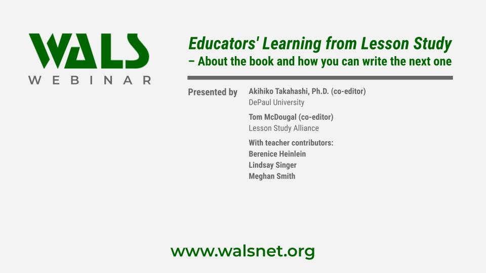 Educators’ Learning from Lesson Study – About the book and how you can write the next one